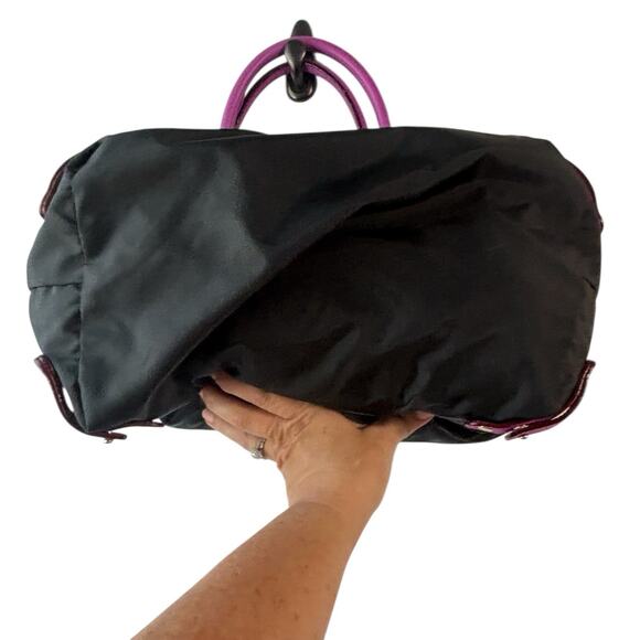 Rebecca Minkoff Womens Bag Purple Black Nylon Travel Tote with Studs New - Picture 8 of 13